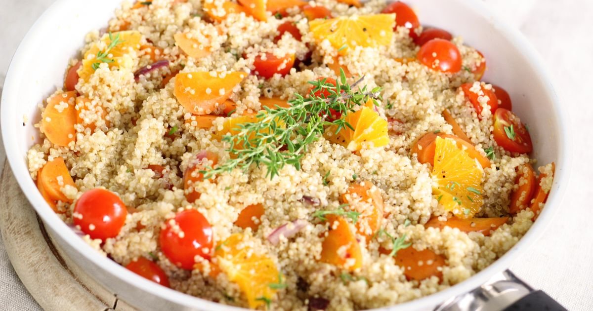 Bright Mediterranean Quinoa Salad Bowl: Herb-Roasted Veggies, Garlic Lemon Dressing